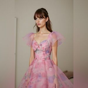 Elegant Pink Floral Dress